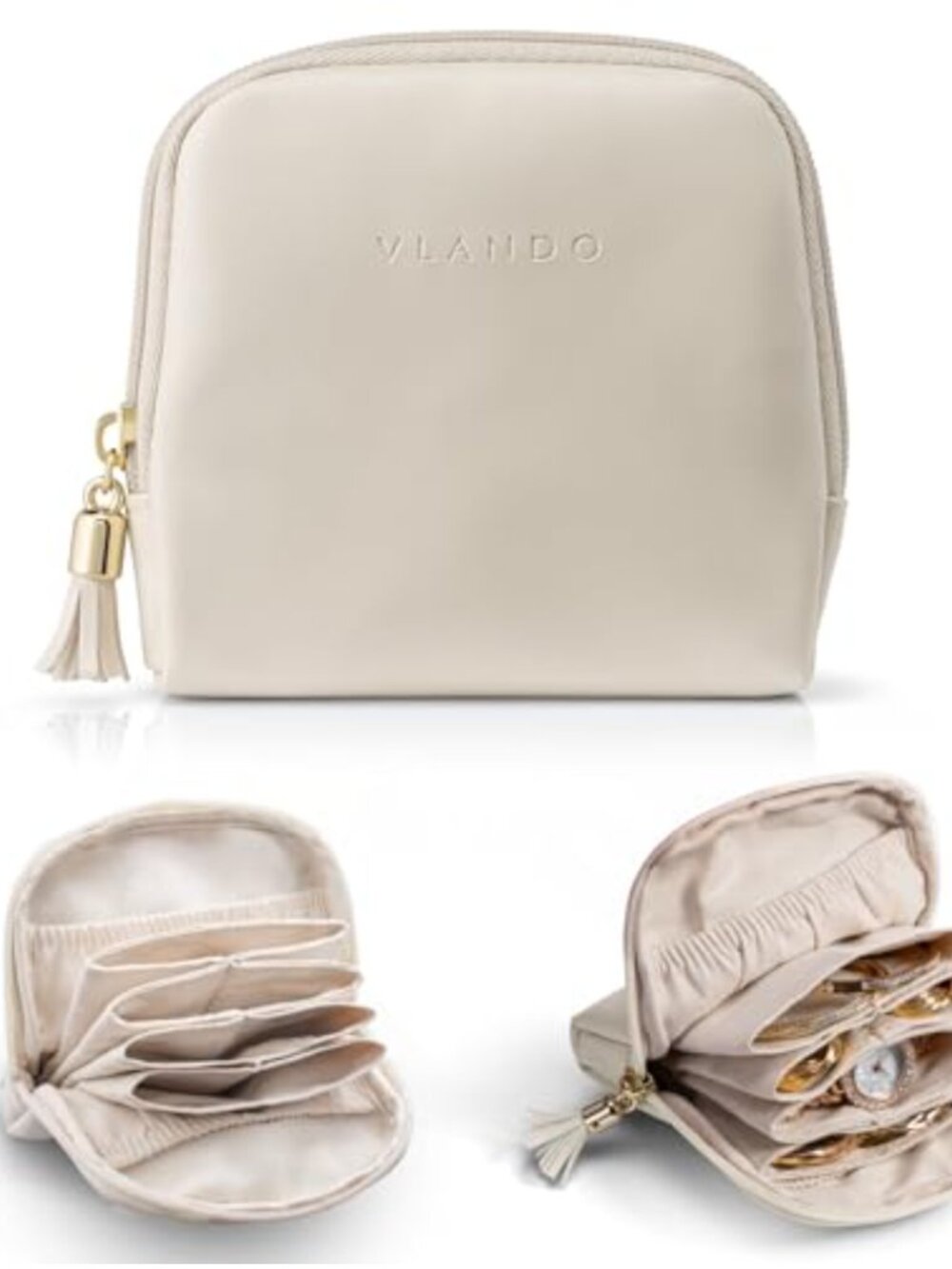 Small Travel Jewelry Case with Zipper PU Leather Pouches